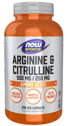 NOW Foods ARGININA CYTRULINA L-Arginine AMINOKWASY 240kaps MIĘŚNIE