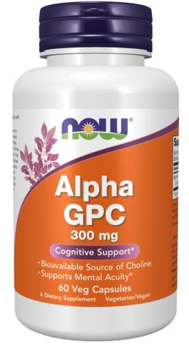 NOW Alpha GPC cholina PAMIĘĆ 300mg 60 kaps.