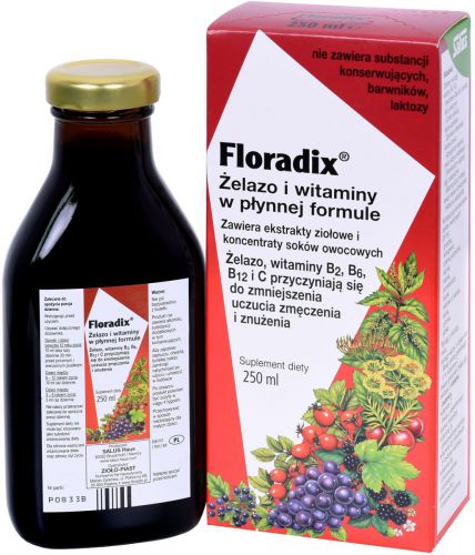 Floradix ŻELAZO I WITAMINY C B1 B2 B6 B12 w płynie 250ml