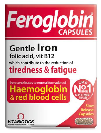 VITABIOTICS Feroglobin ŻELAZO Witamina B6 B12 KWAS FOLIOWY Cynk ANEMIA