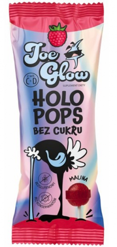 HOLOPOPS LIZAK KULKA Joe Glow WITAMINA C D3 Malina BEZ CUKRU BARWNIKÓW