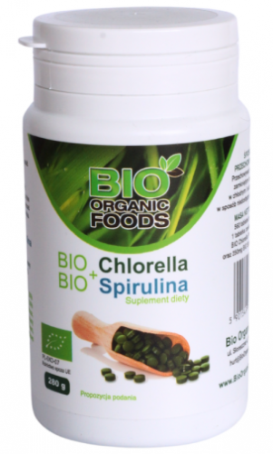 BIO CHLORELLA SPIRULINA 700 tabletek BIO ORGANIC FOODS