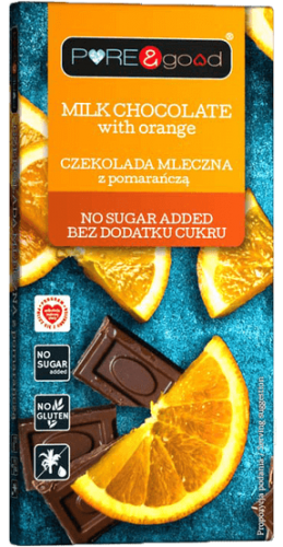 Pure&Good CZEKOLADA MLECZNA z pomarańczą BEZ CUKRU