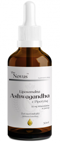 The Novus ASHWAGANDHA LIPOSOMALNA z Piperyną ŻEŃ-SZEŃ krople WITANOLIDY