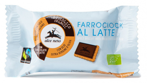 Alce Nero HERBATNIKI ORKISZOWE z Mleczną Czekoladą Fair Trade BIO