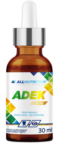 ALLNUTRITION ADEK DROPS WITAMINA A D3 E K2 ODPORNOŚĆ KOŚCI ZĘBY WZROK