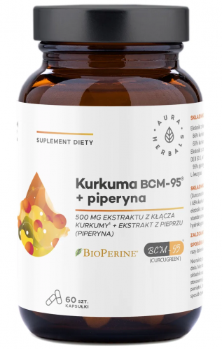 Aura Herbals KURKUMA BCM-95 + Piperyna TRAWIENIE Wątroba