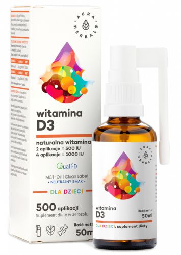 Aura Herbals WITAMINA D3 dla dzieci MCT spray 50ml