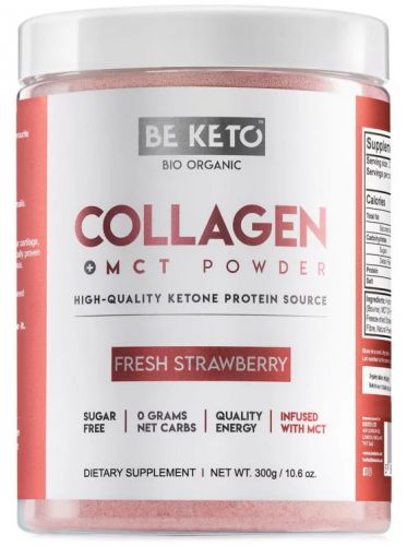 BE KETO Collagen KOLAGEN + olej MCT 300g Świeża Truskawka
