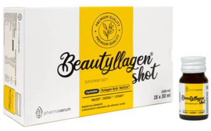 Beautyllagen SHOT 15x30ml KOLAGEN + Witaminy WŁOSY SKÓRA STAWY