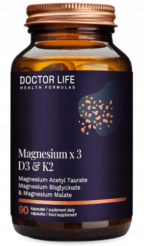 DOCTOR LIFE Magnesium x3 D3 K2 MAGNEZ JABŁCZAN Taurynian MIĘŚNIE SKURCZE