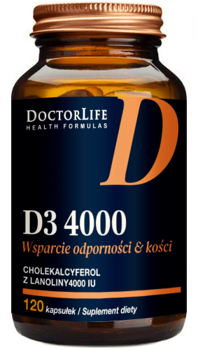 Doctor Life WITAMINA D3 2000 120kaps z lanoliny ODPORNOŚĆ KOŚCI