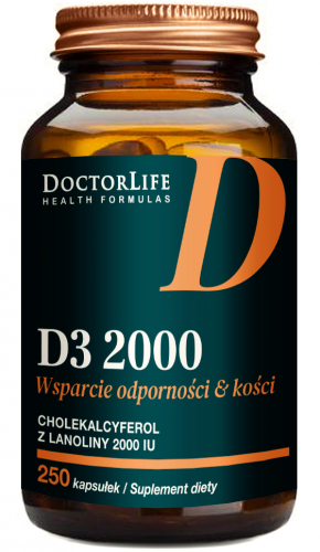 DOCTOR LIFE Witamina D3 2000 Z LANOLINY w oliwie z oliwek ODPORNOŚĆ KOŚCI