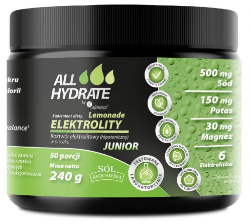 Aliness ELEKTROLITY JUNIOR ALLHydrate Lemonade MAGNEZ POTAS SÓD Nawodnienie