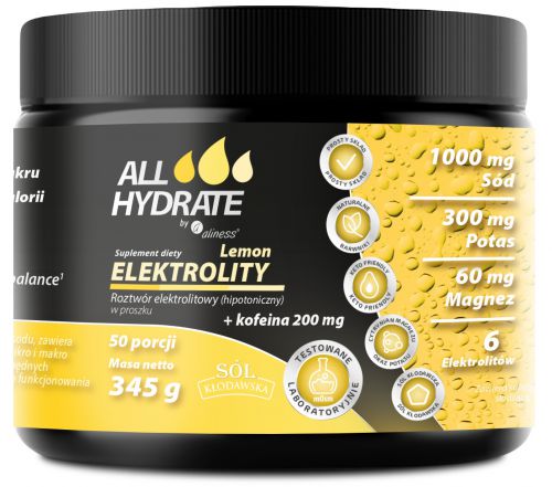 Aliness ELEKTROLITY ALLHydrate Lemon + KOFEINA MAGNEZ POTAS Sód ENERGIA