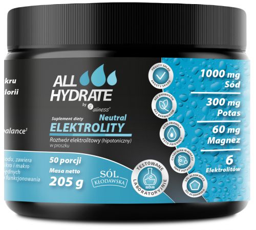 Aliness ELEKTROLITY ALLHydrate Neutral MAGNEZ POTAS WAPŃ Sód ENERGIA KETO