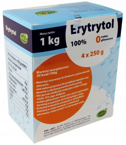 ERYTRYTOL ERYTROL NATURALNY SŁODZIK ZAMIENNIK CUKRU 1kg AKA