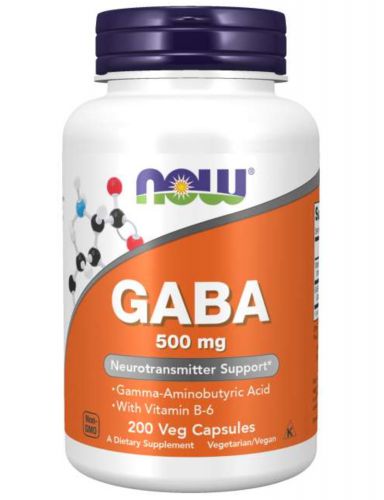 NOW Foods GABA 500mg Witamina B6 RELAKS SEN STRES 200 kaps.