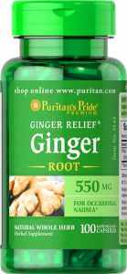 Puritan\'s IMBIR Ginger Root MDŁOŚCI 550mg 100 kaps.