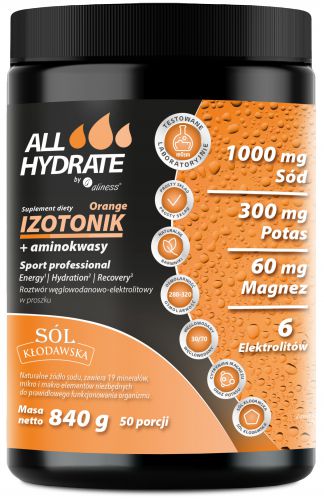 Aliness IZOTONIK Orange ALLHydrate AMINOKWASY POTAS MAGNEZ Sód ELEKTROLITY