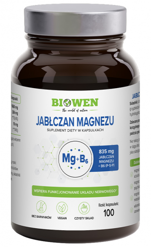 Biowen JABŁCZAN MAGNEZU Magnez + WITAMINA B6 P-5-P Skurcze mięśni