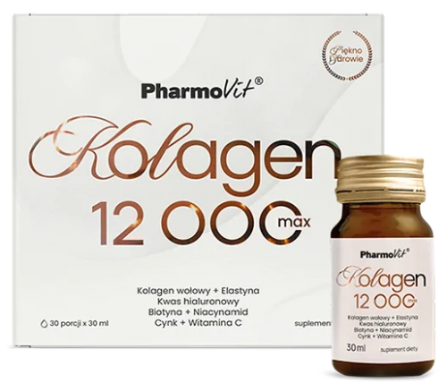 PharmoVit KOLAGEN MAX 12000 Shot KWAS HIALURONOWY BIOTYNA CYNK 30x30ml