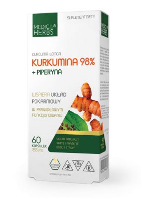 Medica Herbs KURKUMIN kurkumina 98% EKSTRAKT + PIPERYNA