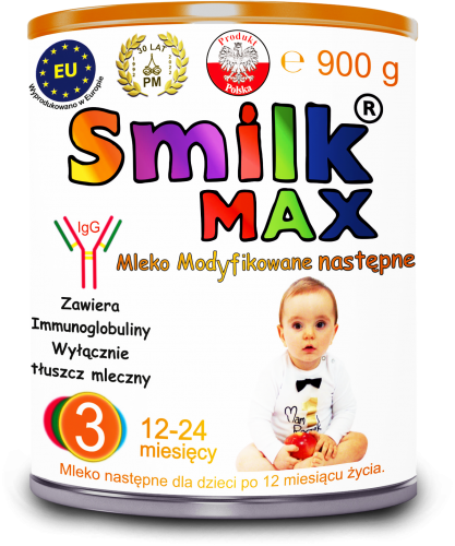 Smilk MAX 3 MLEKO MODYFIKOWANE NASTĘPNE 900g Dla Dzieci 12-24 miesięcy