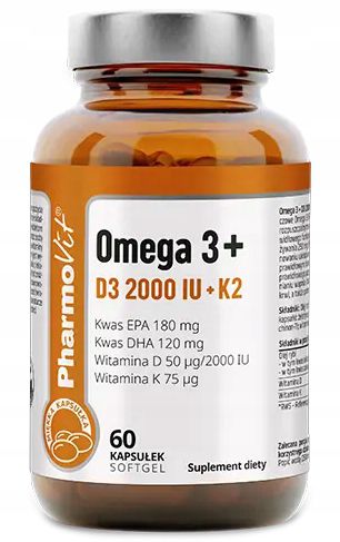 PharmoVit OMEGA 3 + WITAMINA D3 2000 + K2 KWASY EPA DHA