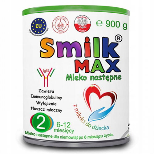 Smilk MAX 2 MLEKO MODYFIKOWANE NASTĘPNE 900g WITAMINY Dla Niemowląt 6mc+