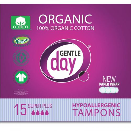 Gentle Day TAMPONY 100% EKO BAWEŁNA CERTYFIKOWANA Super Plus HIPOALERGICZNE