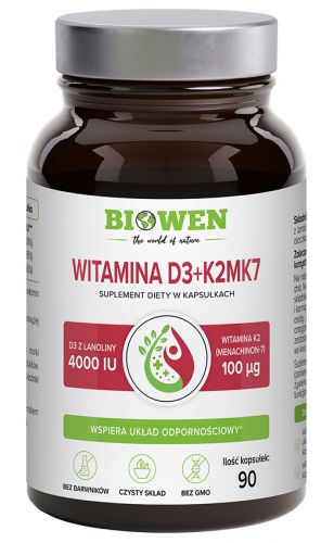 BIOWEN Witamina D3 4000 + K2 Mk7 ODPORNOŚĆ Kości Zęby ZDROWE SERCE