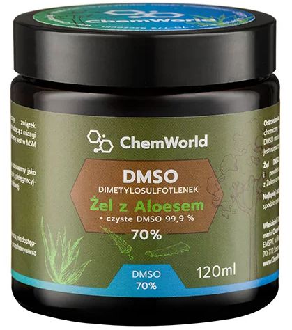 ChemWorld Żel DMSO 99,9% Moc 70% z Aloesem 120ml CZYSTE DMSO